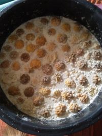 High angle view of bread in plate