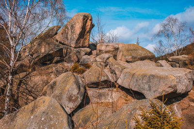 Rock formation on land against sky