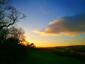 Scenic view of field against sky during sunset