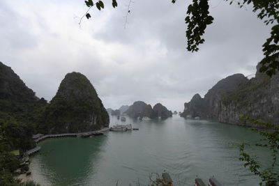 Scenic view of bay against sky