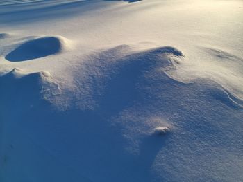 High angle view of snow on land