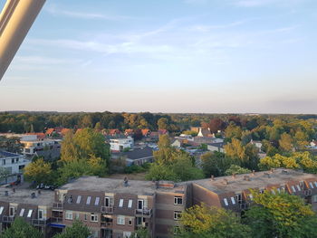 High angle view of townscape against sky