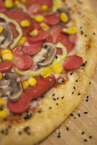 High angle view of pizza in plate