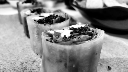 Close-up of dessert on table