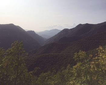 Scenic view of mountains against clear sky