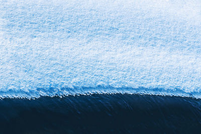 Close up of the ice on the lake in winter