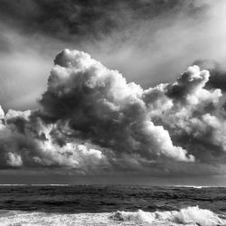 Scenic view of sea against cloudy sky