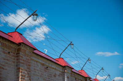 Low angle view of building against blue sky