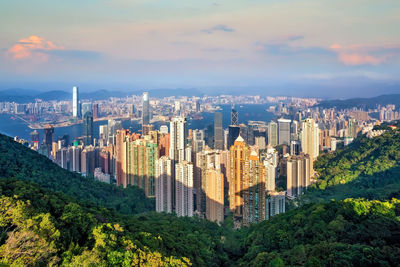 Panoramic view of city buildings against sky