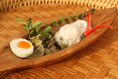 High angle view of food on table