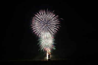 Low angle view of firework display at night