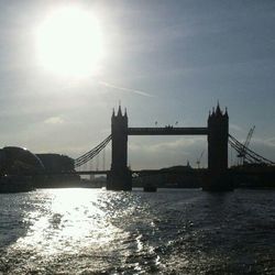 Suspension bridge over river