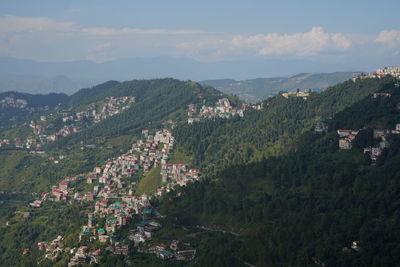 High angle view of townscape against sky