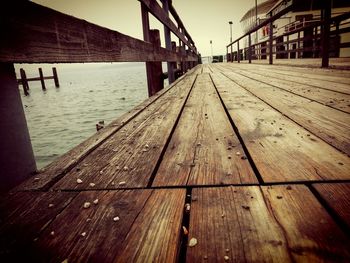 Surface level of wooden pier