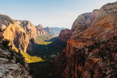 Scenic view of rocky mountains against sky