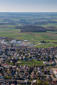 Aerial view of townscape against sky