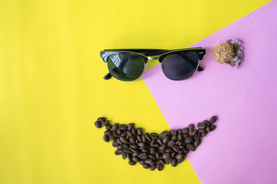 Close-up of sunglasses against black background