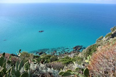 High angle view of beach against sky