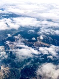 Aerial view of majestic mountains against sky