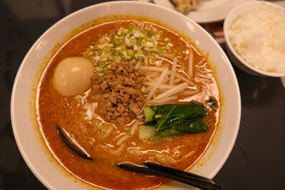 Close-up of noodles in bowl