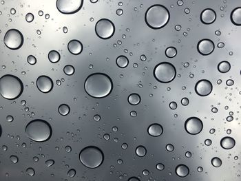 Full frame shot of water drops on window