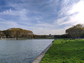 Scenic view of lake against sky