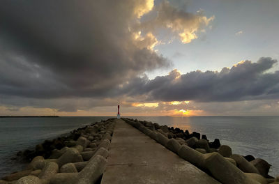 Panoramic view of sea against sky during sunset