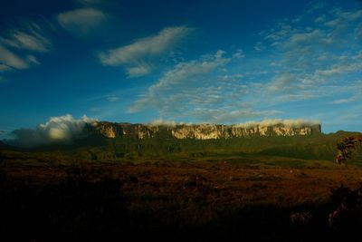 Scenic view of landscape against blue sky