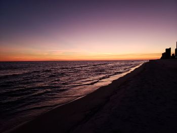 Scenic view of sea against sky during sunset