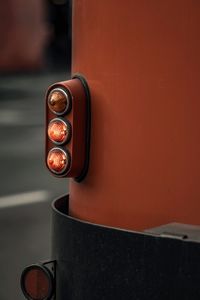 Close-up of vintage car against wall