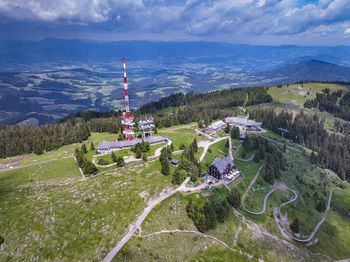 High angle view of townscape against sky