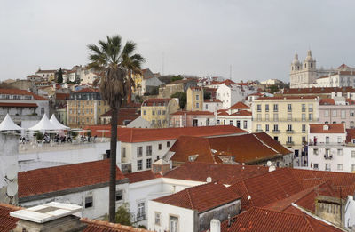 High angle view of townscape against sky