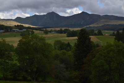 Scenic view of landscape against cloudy sky