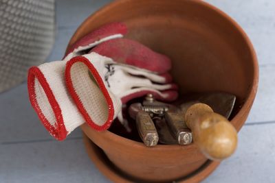 High angle view of shoes on table