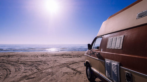 Scenic view of beach against clear sky