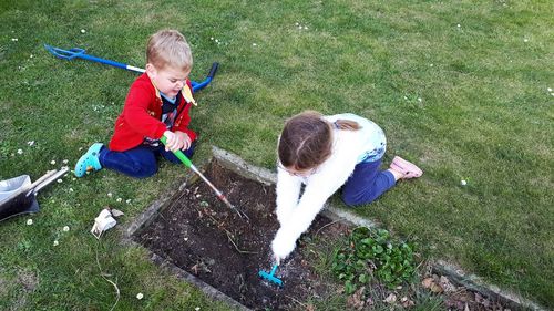 Kids doing some gardening