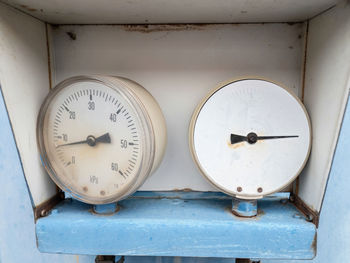 Close-up of clock on wall