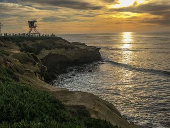 Scenic view of sea against sky during sunset