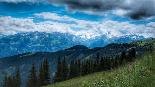 Scenic view of mountains against sky