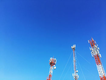 Low angle view of ferris wheel against clear blue sky