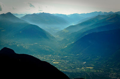 Scenic view of mountains against sky