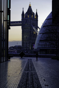 Rear view of man walking in city