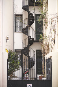 Residential building by tree in city