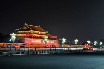 Illuminated building at night