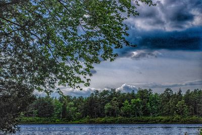 Scenic view of lake against sky