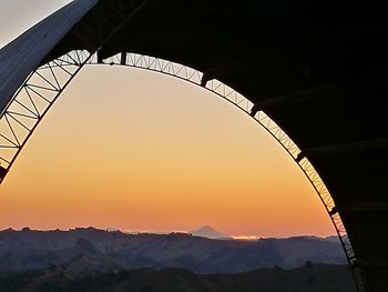 Low angle view of silhouette mountain against sky during sunset