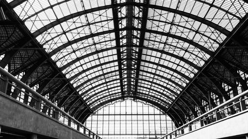 Low angle view of architectural detail of railroad station