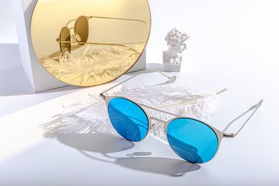 High angle view of sunglasses on table