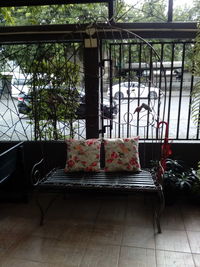 Chairs and table against window at home