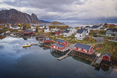 Reine village environment from an aerial point of view